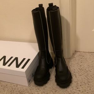 Ganni Calf Leather High Chelsea Boot